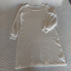 Elegant Cream Dress with Lace Sleeves